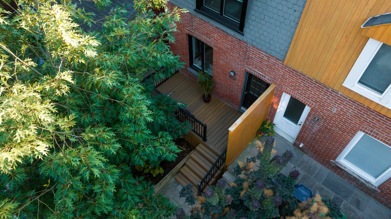 Aerial — Deck, Privacy Screen & Stone Patio